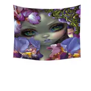 Fine Art the Language of Flowers Irises Girl Tapestry