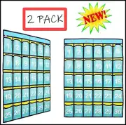 2 Pack Numbered Classroom Cell Phone Holder Pocket Storage Door Organizer Wall