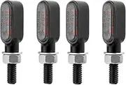 Motorcycle Indicators Flowing Turn Signal Lights Motorcycle LED Signal Light MI&NI Amber 3LED Turn Signals Lamp 8mm 12V For YA&MA&HA For Cafe Racer(4X3LED-Black)