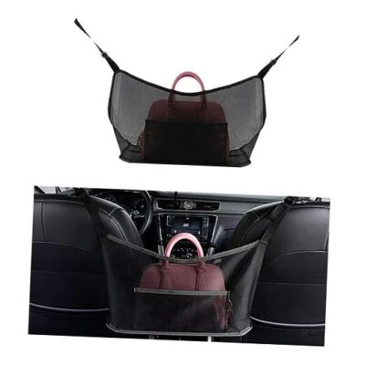 Ziciner Car Net Pocket Handbag Holder, Organizer Mesh Bag Between Two Black