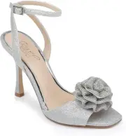 Jewel Badgley Mischka Vida Rosette Peep Stiletto 9, Silver