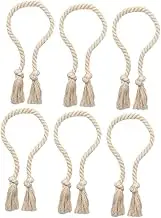 VINTORKY 6Pcs Rustic Cotton Curtain Tiebacks Drapery Holdbacks with Tassel Decor for Boho and Farmhouse Style Curtains