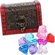 1Set Pirate Treasure Chest with Gemstones Storage Box for Imaginative Play and Party Decorations Includes Gemstones