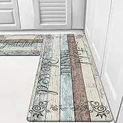 hebe Farmhouse Anti Fatigue Kitchen Mat Set of 2 Non Skid Cushioned Kitchen Mats Floor PVC Waterproof Comfort Standing Desk Mat Kitchen Carpet Runner Rugs Sink Laundry Dimond 17''x48''+17''x28''