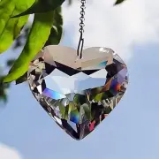 Clear Glass Crystal Heart Prism Pendant Suncatcher 2 inches