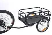 Steel Bike Trailer, Caravan Bike Trailer with Suspension, Outdoor Storage Rack, max Load 60 kg, for Hauling Heavy Goods, Tools or Groceries