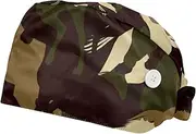 [WOSHJIUK] Working Hat 2 Pack Scrub Caps for Women,Camouflage Silhouette,Tie Back Cap Adjustable Scrub Hat