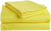 [American Linen] Hotel Luxury Sheets Egyptian Cotton Sateen Yellow Solid Premium Quality, 4 Pieces Olympic Queen Bed Sheet Set 100%-Egyptian Cotton,22 Inches Deep Pocket