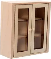 ibasenice Miniature Double Door Cabinet Wooden Miniature Furniture Micro Landscape Accessory for Mini House Decor