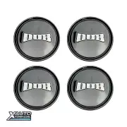4 x Dub Flat 3" O-Ring Wheel Center Cap Gloss Black / Silver Logo 1015-09-04GBS