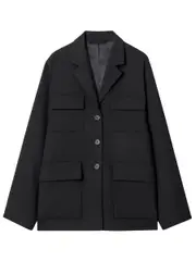 COS | Black Relaxed Single-Breasted Utility Blazer