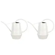 2x White 1L Galvanised Metal Outdoor Pot Plant/Garden Watering Can Heavy Duty