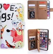 iPhone SE 2022 Case,iPhone SE 2020 Case,iPhone 8 Case,Bcov Colorful Cute Dogs Multifunction Wallet Leather Case Flip Cover with Multi Card Slots Pocket Wrist Strap for 4.7-inch iPhone SE/8/7