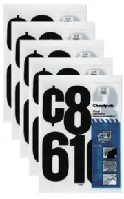 Chartpak 6-inch Black Stick-on Vinyl Numbers (01198), 5 PACKS