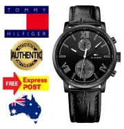 Brand New Tommy Hilfiger TH1791310 Black Chrono Dial Black Leather Men's Watch
