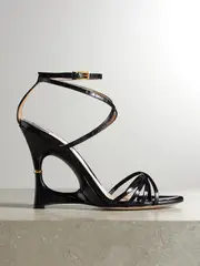 [TOM FORD] TOM FORD - Paradis Cutout Croc-effect Patent-leather Sandals - Black - IT36 IT 36 Black