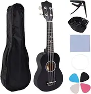 Binxind 21 Inch Ukulele Set for Beginners 4-String Small Guitar Basswood Ukulele with Carry Bag Clip and 4 Picks-Black Easy Install Easy to Use