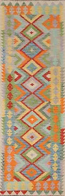 Reversible Kilim Kelim 10' Runner Rug Handwoven Tribal Hallway Carpets 3x10