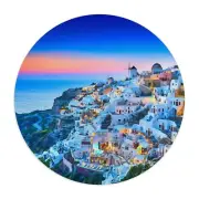 Santorini Island Greece Europe Landscape Round Computer Mouse Pad
