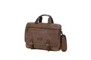 Tosca Waxed Canvas Business Breifcase Bag w Shoulder Strap 40x10x30cm Brown