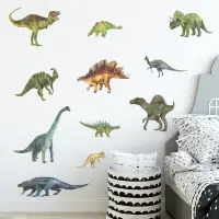 在飛比找蝦皮商城優惠-五象設計 卡通恐龍群兒童臥室玄關牆面美化裝飾牆貼紙 自粘