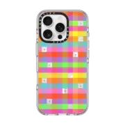 iPhone 16 Pro Clear Case MagSafe Compatible Transparent Vibrant Neon Multicolor Checkered Hearts Stars Pattern