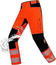 Mens High Visibility Work Pants Reflective Safety Pants Waterproof Rain Pants Stretchy Ripstop Cargo Pants Outdoor