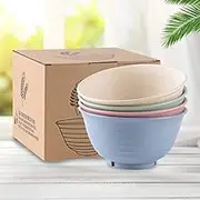 Lyon & Smith Microwave Bowl Set. All Natural Wheat Straw-4 Pack. Non-Toxic/BPA Free/Eco-friendly. Reusable-Dishwasher Safe. Unbreakable. 36 oz Perfect size for soup, leftovers, cereal, dessert