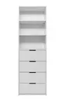 NNEDSZ GENEVA 3 SHELF 4 DRAWER BUILT IN WARDROBE - WHITE - SLIM - PULL BLACK