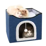 Cat Bed for Indoor Cats Cube House Covered Cat Cave Beds & Furniture with Scr...