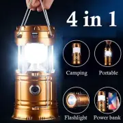 Rechargeable Solar LED Telescopic Flashlight Portable Emergency Camping Lantern