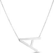 [JewelryWeb] 925 Sterling Silver a Letter Name Personalized Monogram Initial Necklace With Lobster Clasp Adjustable To 41 Centimeters 1.5mm Chain width 46 Centimeters Chain-Necklace for Women and Men