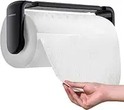simpletome Paper Towel Holder Under Cabinet or Wall Mount ONE Hand Operation Tension Arm Kitchen Roll Holder (Black, for 18-23cm/7-9inches roll)
