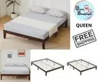Marco De Cama De Plataforma De Madera 12" Cama Queen Acabado De Madera Natural