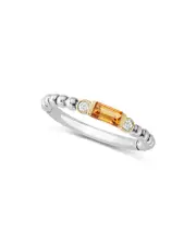 Lagos 18K Gold & Sterling Silver Citrine & Diamond Rittenhouse Stacking Ring