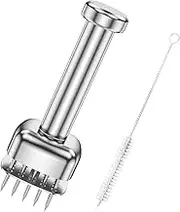 Meat Tenderizer Tool with 28 Stainless Steel Ultra Sharp Needle Meat Piercing Tool Portable Steak Mallet with Cleaning Brush for Cooking Pork Turkey Chicken Steak Veal Pork Fish etc