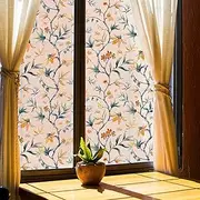 Window Privacy Film, 3D Stained Glass Window Sticker Flower Static Glass Windows Clings Stickers for Home Office Bedroom Living Room Window Door Decor