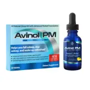Avinol PM Extra Strength (30ct) & Avinol PM Sleep Drops (Lemon) -COMBO Sleep Aid