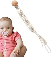 Pacifier Holder Clip | Boho Cotton Rope Pacifier Clip,Boho Handmade Paci Clips for Stylish Comfort, Safe Wooden & Braided for Toddler
