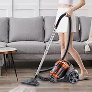 Bagless Cylinder Vacuum Cleaner, 3600W Cyclonic Carpet and Hard Floor Cleaner, Washable HEPA Filter, Extendable Hose, Turbo Brush for Home Use, Floor, Grout, Tile, Couch