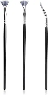 3 PCS Mascara Fan Brush, Folding Angle Scalloped Lash Brush Fan Shaped Eyelash Brush, Eyelash Eyebrow Brush, Lash Wand Brush Fan for Natural Lifted Effects and Enhance Lower Lashes