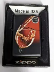 ZIPPO 2011 GLASS OF WINE BLACK MATTE LIGHTER SEALED IN BOX R791