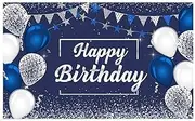 Happy Birthday Backdrop - 70.8 x 43.3 Inch Birthday Banner Decoration, Party Sign for Indoor and Outdoor Use, Perfect for Celebrations - Happy Party Background for Men and Women (Navy Blue)