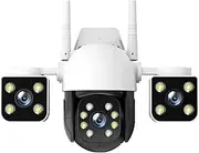 15MP 8K WiFi Camera Zoom Three Lens Outdoor Waterproof Auto Tracking PTZ CCTV Security Video Surveillance Human Detection(E/U,15MP Camera Add 32G)