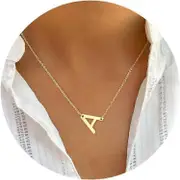 Morakot Gold Initial Necklaces for Women - 14k Gold Plated Big Letter Pendant Necklaces for Women Trendy Jewelry Gifts A