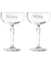 Susquehanna Glass Set of 2 Hubby & Wifey Cocktail Coupes