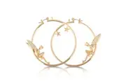 Couture Kingdom Disney Peter Pan Tinker Bell Hoops Fashion Earrings 5cm Gold