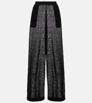 [Alaia] Alaïa Sheer linen and silk wide-leg pants AU 14 black