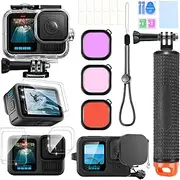 OctinPris Accessories Kit for Gopro Hero 13 Waterproof Housing Case Underwater Float Handle Stick Silicone Sleeve Lens Cap Tempered Glass Screen Protectors Dive Filters Anti-Fog Inserts Bundle Set