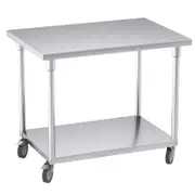 Soga 100cm Stainless Steel Work Bench with Wheels